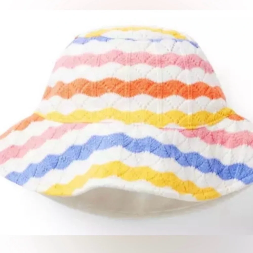 JANIE AND JACK STRIPED CROCHET BUCKET HAT